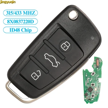 Jingyuqin Telecomanda Auto breloc de Control 315/433MHZ ID48 Pentru Audi Q3 A3 A4 A6L Q5 Q7 8X0837220D/8X0837220 3 Butonul Keyless-Go Entry