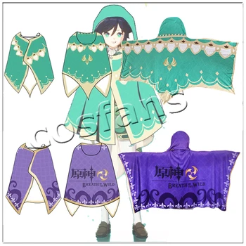 Joc Genshin Impact Keqing Venti Cosplay Mantie De Desene Animate Drăguț Imprimate Iarna Pătură Flanel Aer Condiționat Pătură Costume