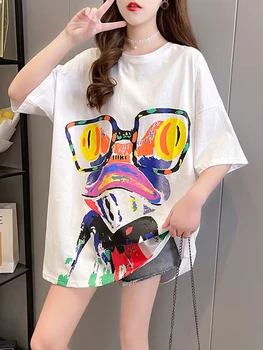 Kekeplus Magazin de Vară 2021 Moda Print T Camasa Femei cu Maneci Scurte Topuri de Bază O-gât Teuri coreeană Fată Tricou Mare Tunici Y14132