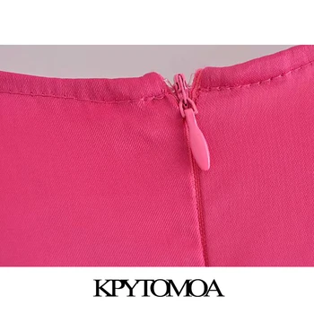 KPYTOMOA Femei 2021 Moda Cu Tampoane Umăr Cutat Confortabil Mini Rochie de Epocă fără Mâneci Fermoar Spate Rochii de sex Feminin Vestidos