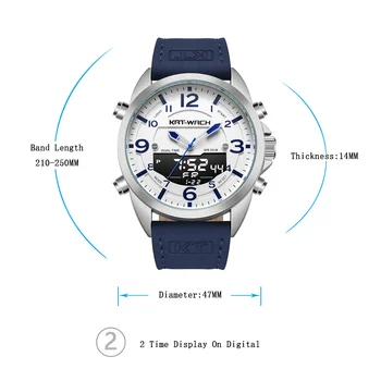 KT Ceas de Lux Bărbați 2020 Brand de Top din Piele Ceasuri de Om Cuarț Analog Ceas Digital Impermeabil Ceas Mare Ceas Klok KT1818