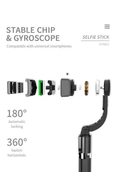 L08 Portabile Smartphone Gimbal Stabilizator Selfie Stick Portabil Pliabil Mini Trepied cu Wireless Bluetooth Vlog