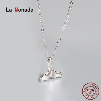 La Monada Femei Colier Argint 925 Lanțuri Femeie Pe Gât Delfin Coadă de Pește Pandantiv Bijuterii Fine Pentru Femei Colier de Argint Fata