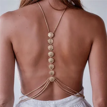 Lanț De Corp Decor Corp Bijuterii Noi De Vânzare Fierbinte Sexy Și La Modă Textură Simplă Sculptate Disc Lanț De Corp Corpul Lanțuri Pentru Femei