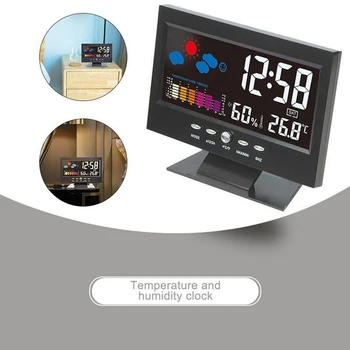 LCD Digital Termometru Higrometru Wireless Senzor Prognoza Meteo Interioară în aer liber Stație Meteo cu Ceas LED Ceas Deșteptător