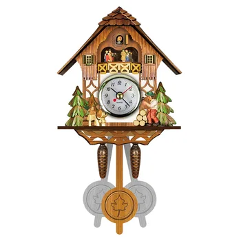 Lemn Cuc Ceas de Perete Bird Timp Bell Leagăn de Alarmă Ceas Domiciliu Art Decor SCVD889