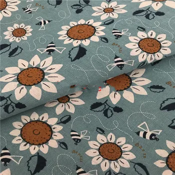 Lenjerie de bumbac Și Țesături Imprimate tapițerie de Floarea-soarelui Cârpă de Bumbac Pentru DIY zakka cortina canapea față de masă de Material