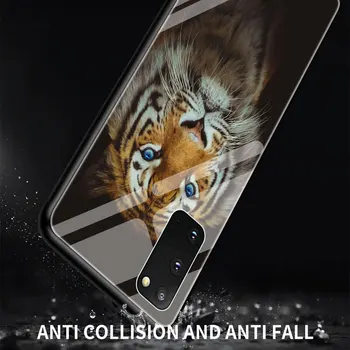Leu Tigru Animal de Sticla Caz de Telefon pentru Samsung Galaxy S20 S21 FE S10 Nota 10, 20 Ultra 5G 9 S9 Plus S10e Acoperi Capa