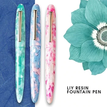 LIY Rășină Fountain Pen Stilou cu Cerneală Fine One Converter Umplere de Aur Clip de Papetărie de Birou rechizite pixuri pentru scris