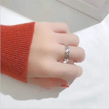 LULU-PORC 2021 Noi argint 925 Simplu netede dragoste inel de sex feminin deschiderea versiunea coreeană Sen la inima la inima inel J01021