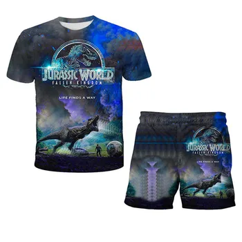 Lumea Jurassic Vara Băiat de Îmbrăcăminte set 2021 Noua Moda Casual Dinozaur T-shirt+ Scurt Copii Copil Căzut Regatul băiat de îmbrăcăminte