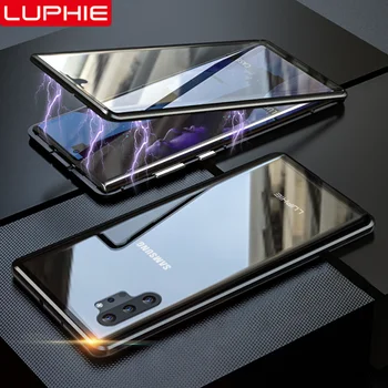 Luphie 360 Full Magnetice Caz Pentru Samsung Nota 10 Plus Față De Sticla Din Spate Caz Pentru Samsung Galaxy Nota 10+ Magnet Cazuri