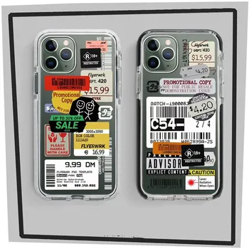 Lux color 3D timbru clar eticheta de coduri de bare amuzant silicon Telefon Caz Pentru iPhone 7 8 plus 11 Pro X XS MAX 12 stradă de moda acoperă