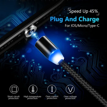 Magnetice de Tip C, Micro USB Cablu de încărcare Cablu de Încărcare Rapidă Cablu Pentru Samsung Galaxy S9 Plus S9 S8 S8 Plus Xiaomi Mi8 Mi 5X