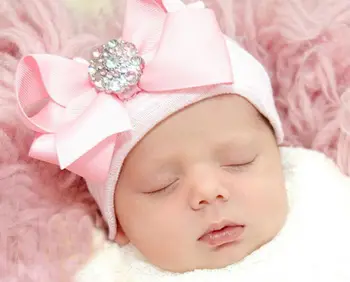 Mai Nou Fată Copil Drăguț Confortabil Bowknot Spital Capac Nou-Născut Beanie Hat