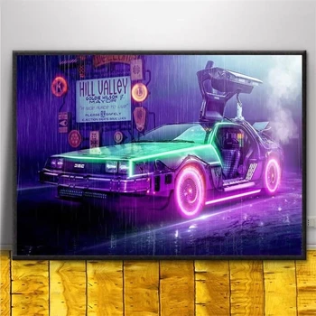 Masina DeLorean DMC Inapoi in Viitor Film Poster Motivational Poster de Arta de Perete Panza Pictura pentru Camera Decor Acasă Neînrămate