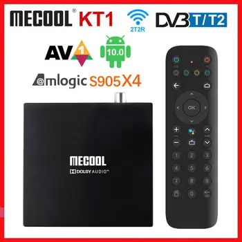 Mecool KT1 DVB-T/T2 Android 10 TV BOX Certificat Google Android 10.0 Smart 4K Media Player Amlogic S905X4 AV1 2T2R Dual WIFI
