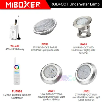 MiBOXER 9W/15W/27W RGB+CCT montat pe Perete Lampă Subacvatice AC12V/DC12-24V subacvatic IP68 27W PAR56 cu LED Lumina Piscina;433MHz Gateway