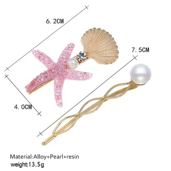 MINHIN Coreea Moda Femei Agrafe Imitație Pearl steaua de mare Coajă Agrafe de Par Geometrice Aur Styling Păr Accesorii
