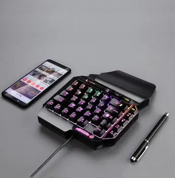 Mini Tastatura de Gaming Mobil, Tableta cu O singură mână cu Fir de Joc Tastatura pentru LOL PUBG CF Joc plin de culoare de Fundal Tastatura Gamer