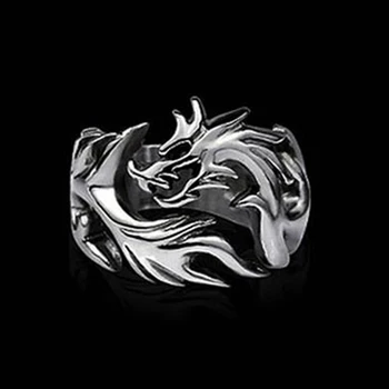 Moda Bijuterii Oțel Inoxidabil Solid în Interiorul Dragon Inele Barbati motociclist inel cadou