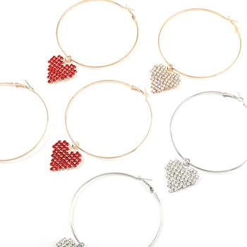 Moda inel de metal stras inima cercei în formă de femei populare creative legăna cercei bijuterii accesorii petrecere