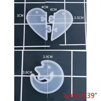 Mucegai silicon cu Orificiu DIY Cristal Epoxidice Matrite Cuplu in forma de Inima Puzzle Stele Luna Pandantiv