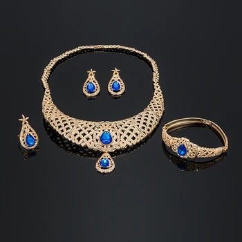 MUKUNNecklace Seturi Pentru Femei Dubai Set Bijuterii Mireasa Cercei Inele de Aur din Africa de bijuterii de Nunta Indian Accesorii Cadou