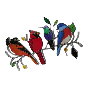 Multicolor De Păsări Pe Sârmă De Înaltă Colorate Creative Păsări Vitraliu Draperii Panou De Acasă Decorare Accesorii