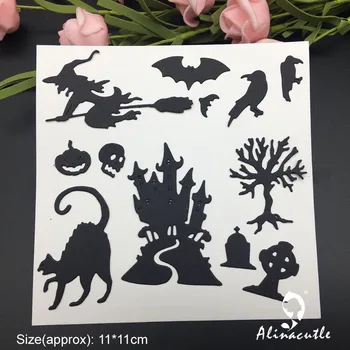 Muri Tăiate De Metal De Tăiere Set Halloween Pisica Alinacraft Scrapbooking Album Papercraft Handmade Card Stencil Art Cutter Pumn Mor