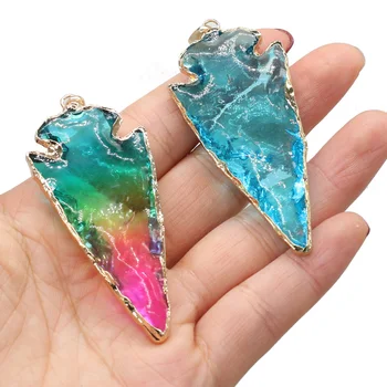 Naturale de Cuarț Piatră Pandantiv Triunghi Inegal Colorate Clar de Cristal de Cuarț Piatră Farmece pentru a Face Bijuterii Colier Decor