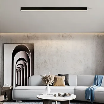 Negru Modern, Simplu LED Lampă de Plafon Pentru luat Masa Camera de zi Timp de Montare pe Suprafață Dormitor Balcon Coridor Aluminiu Panoul de Lumini