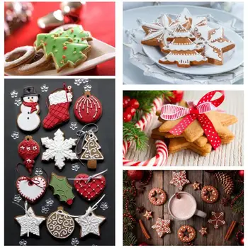 Noi 4buc Crăciun 3D tridimensional de Biscuiti Mucegai Set Gri DIY Bicarbonat de Mucegai Crăciun Tăietori Cookie 2021 Anul Nou Bakeware