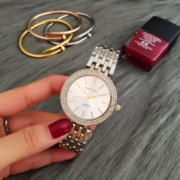 Noi A Crescut De Ceas De Aur Pentru Femei De Lux Ceasuri Brățară Femei Din Oțel Inoxidabil Ceasuri De Mana Femei Cuarț Ceas Reloj Mujer Montre