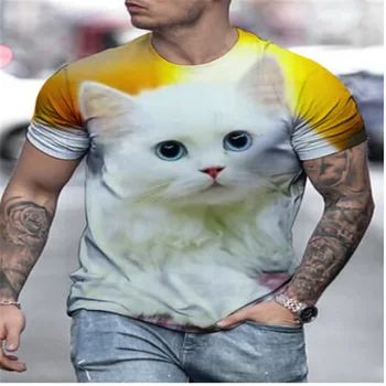 Noi de animale 3D cat grafice cool T-shirt topuri de vara tricouri barbati O-gât cu mânecă scurtă de moda pentru bărbați tricou topuri