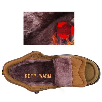 Noi Pluș Super Cald Iarna Barbati Pantofi de Piele de Vacă Glezna Cizme pentru Bărbați Iarna Zapada Ghete Masculine Casual de Toamna de Dimensiuni Mari 38-47