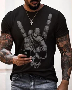 Noi vara personalitate tricou craniu 3D de imprimare pentru bărbați T-shirt pierde respirabil tricou cu maneci scurte T-shirt