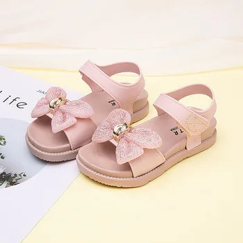 Noi Vara Sandale pentru Copii Papion Copii Pantofi Fete Sandale Copii coreeană Petrecere Printesa Moale Pantofi de Plaja Solid Pentru 2-8 Ani