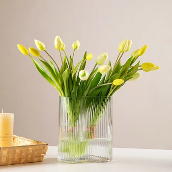 Nordic creative val simplu Vaza de Sticla Decor camera de zi aranjament floral masa de flori uscate hidroponice mare