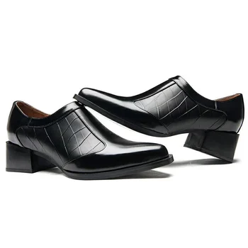 Nou Lux Barbati din Piele Tocuri inalte Moderne Mocasini Subliniat Toe Slip pe Om Handmade Casual Pantofi de Nunta HQS364