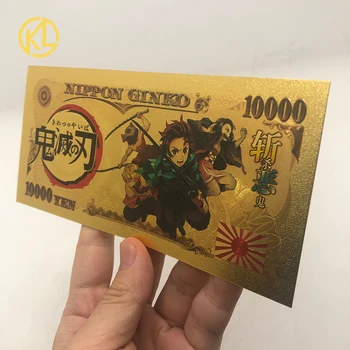 Noul Anime Demon Slayer Kimetsu Kamado Nezuko nu Yaiba Lama de Culoare de Aur Carduri de Plastic pentru Fanii de Colectare și Cadou