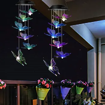 Noul Solar Color-schimbarea Perdeaua de Lumină Colorate Chime Vânt în aer liber Lampa Decorativa Impermeabila Vânt Clopot de Lumină pentru Gradina HG996