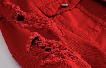 Noul sosit Primăvara și Toamna Roșii Denim Sacou Barbati Blugi Largi Streetwear Barbati Paltoane și Jachete