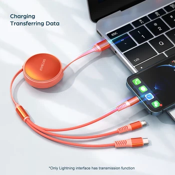 Oatsbasf Super Charge 3 în 1 Cablu Aplicabile pentru Fulger Micro Tip-c pentru iPhone 12 11 Pro Max Încărcare Rapidă