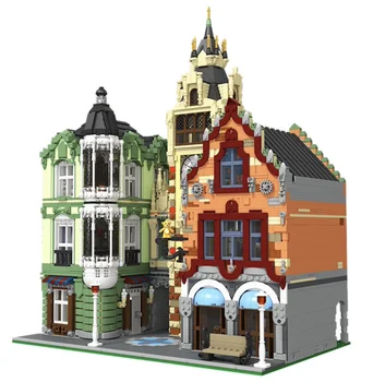 Orașul Streetview Seria Turnul cu Ceas Pătrat Casa Europeană de Jazz Cafe MOC-32576 Cărămizi Model de Blocuri de Constructii pentru Copii Jucării DIY Cadouri