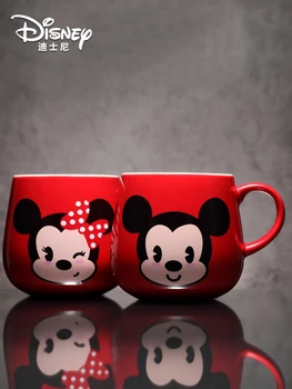 Original, Cana Ceramica Disney Mickey Minnie Cana De Apa Creative Drăguț Capacitate Mare De Desene Animate Cana Cu Capac Lingura