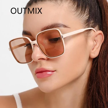 OUTMIX Supradimensionat ochelari de Soare Patrati Femei Vintage Brand Mare Cadru Doamnelor Ochelari de Soare Moda Gradient de sex Feminin de Ochelari de Oculos