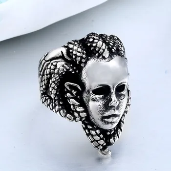 Oțel soldat mitologia greacă Medusa Beauty șarpe din oțel inoxidabil Om inel Punk, Heavy Metal inel de Șarpe Bijuterii