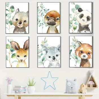 Panda Raton Koala Veveriță Cangur Platypus Arta De Perete Panza Pictura Nordică Postere Si Printuri De Imagini De Animale Boy Camera De Decor