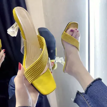 Pantofi Sandale Femei 2021 Noi Elastic Sandale Romane Cuvânt cu Tocuri inalte Pantofi pentru Femei